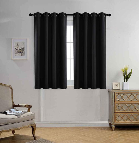 MIUCO Room Darkening Texture Thermal Insulated Blackout Curtains for Bedroom 1 Pair 52x63 Inch Black