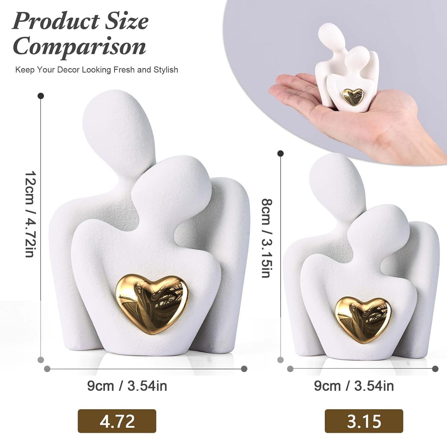 XMGZQ Mini Couple Statue Tv Stand Decor Items for Living Room Home Decor,Bedroom Decor for Couples Sculpture for Anniversary Wedding,Love Gifts for Couples 2025,Knick Knacks for Shelves