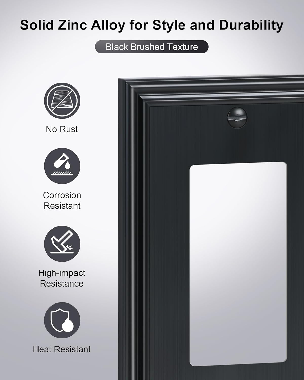 2-Pack Decorator Outlet Cover Plate, Black Decorative Switch Plates and Outlet Covers, Durable Zinc Alloy Wall Plates for Electrical Outlets, Receptacle, GFCI Outlet, Dimmer Switch