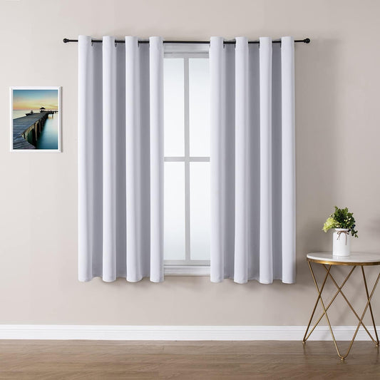 ChrisDowa Grommet Room Darkening Curtains for Bedroom and Living Room - 2 Panels Set Thermal Insulated Blackout Curtains (Greyish White, 52W x 45L)