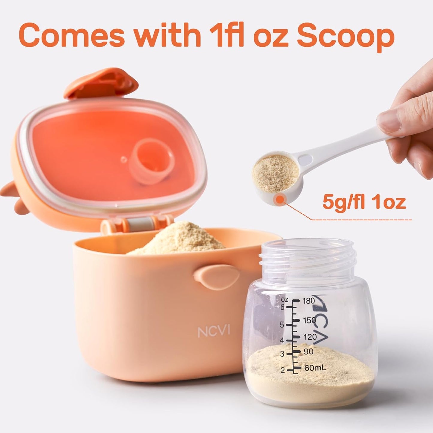 NCVI Baby Formula Dispenser On The Go, Formula Container To Go, Formula Holder for Travel, Outdoor Picnic with Baby Infant, Portable Container for Milk Powder, Snacks, Candy, Fruits (Brown Deer)