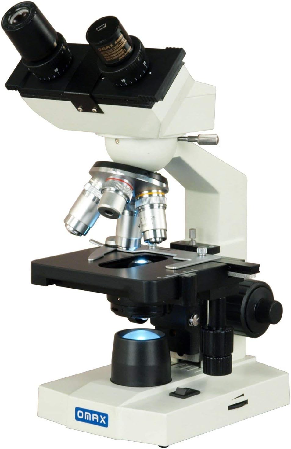 OMAX 40-2500X LED Digital Binocular Compound Microscope 1.3MP Camera + Blank Slides + Covers + Lens Paper