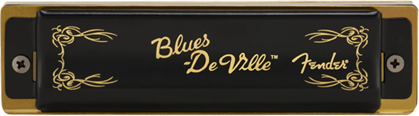 Fender Blues DeVille Harmonica - Key of A Bundle with Carrying Case, Austin Bazaar Online Manual, and Polishing Cloth