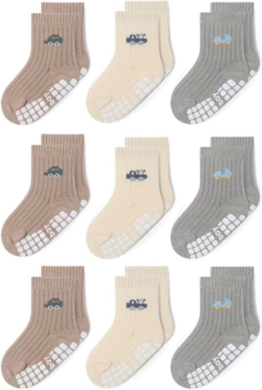 Baby Non Slip Ankle Socks with Grippers for 0 Months-7 Years Old Walking Socks