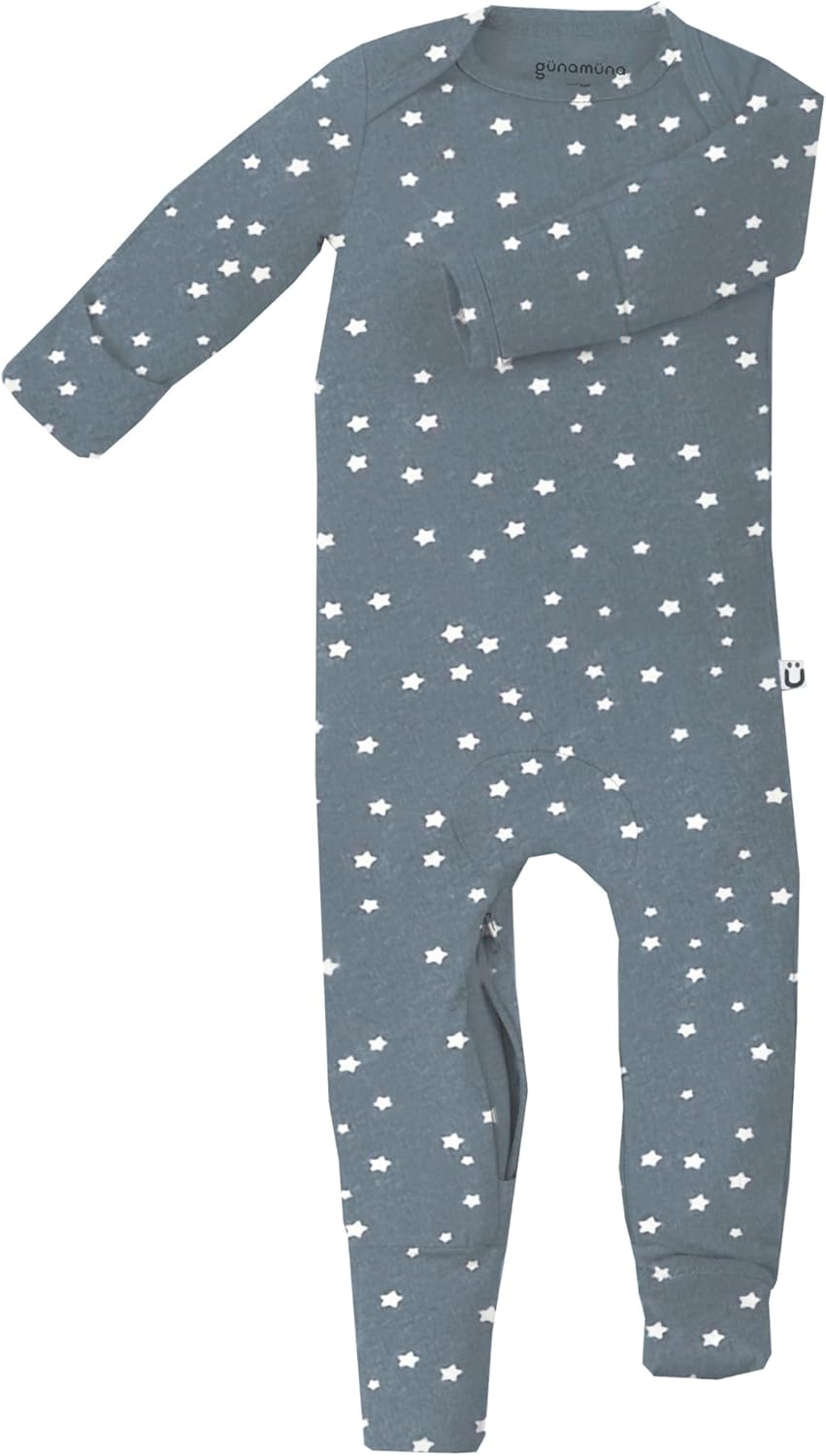 GUNAMUNA Unisex Baby Toddler Ultra-Soft Convertible Pajama, Footie or Romper Sleeper with Diaper Zipper, Newborn to 24 Months