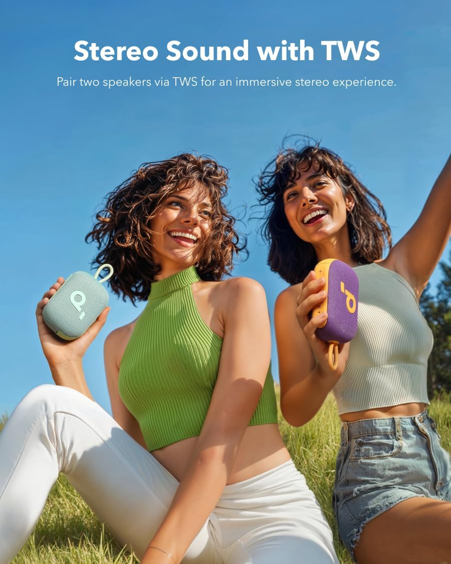 soundcore Select 4 Go Bluetooth Shower Speaker by Anker, IP67 Waterproof/Dustproof, Portable Wireless Speaker, 20H Playtime, Floatable, Powerful Sound, Electronics for Outdoor/Home/Office/Travel-Green