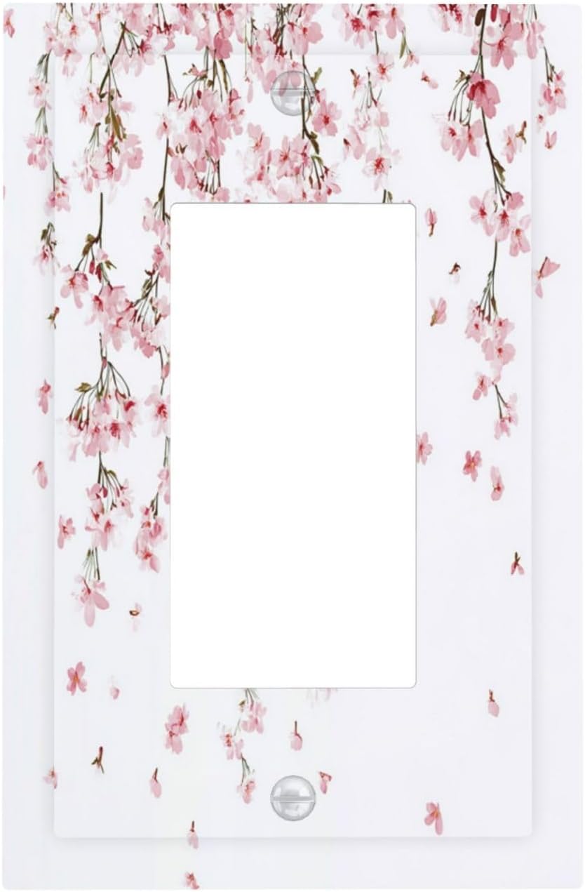 Decorative Outlet Covers Sakura Plant Floral Pink Flowers 1 Gang Single Rocker Light Switch Cover Plate Wall Plates Gfci Faceplate For Bed Room Living Room Decor
