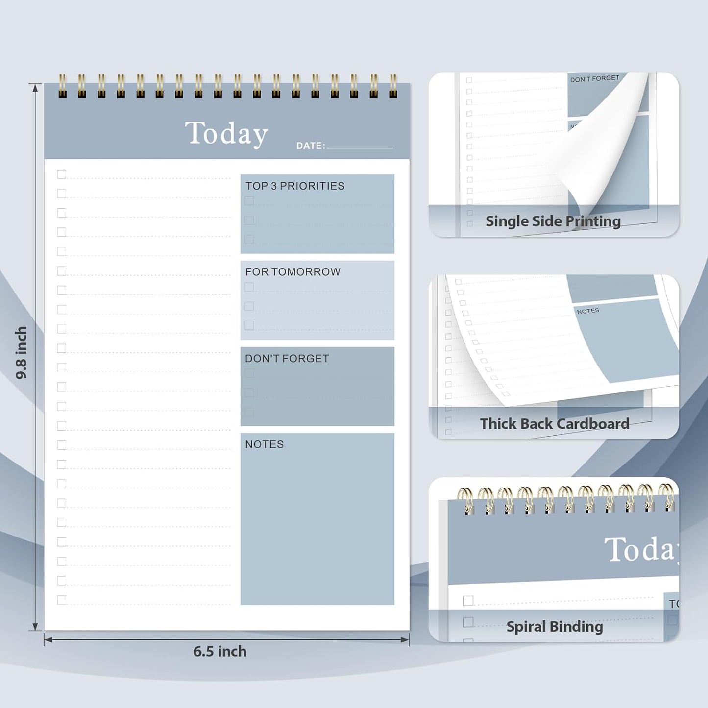 Weekly To Do List Notepad, Undated Planner with 52 Sheets (8.5''x11''), Desk Weekly Planner for Women & Man, Home School & Work (F-Blue)