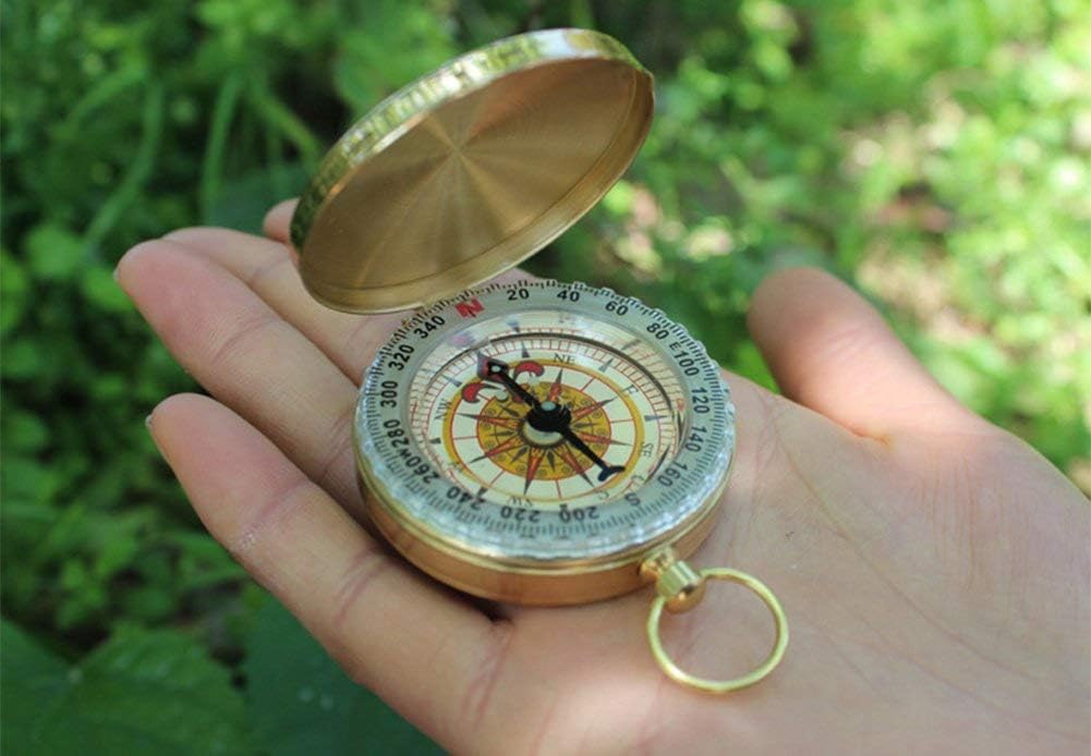 Retro Pirate Telescope Zoomable 25x30 Spyglass Portable Collapsible Handheld Telescope Vintage Monocular for Kids & Survival Gear Compass Pocket Military Compass for Camping Boating