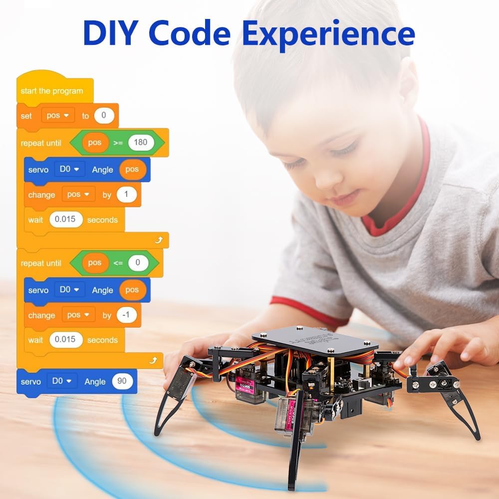 STEM Robotics Science Kits for Adults, ESP8266 Spider Robot Building Kit, App Remote Control, Walking Crawling Fun Educational Toy for 12 + Year Old Boys, Girls, Teens, Adults Unique Gifts