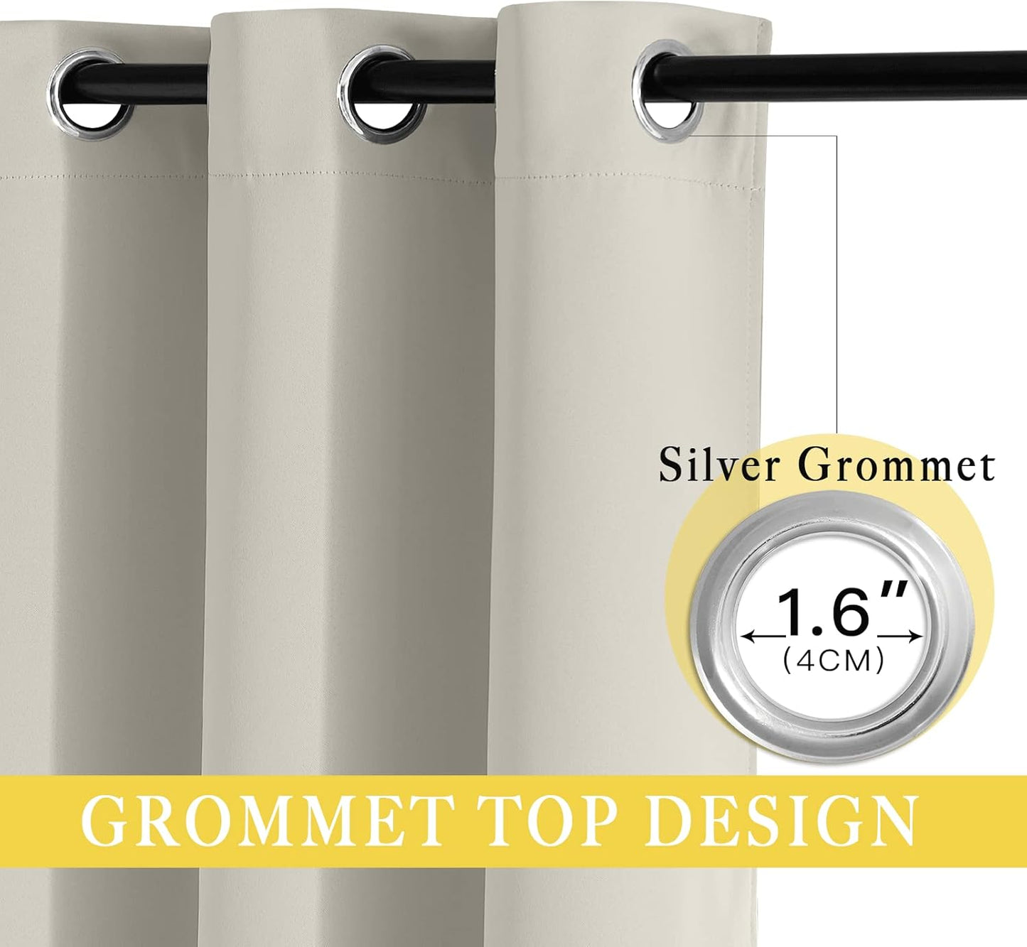 NICETOWN Natural Doorway Curtains 78 inches Long for Bedroom, Grommet Window Treatment Thermal Insulated Privacy Blackout Curtains & Drapes for Living Room, Set of 2, W52 x L78