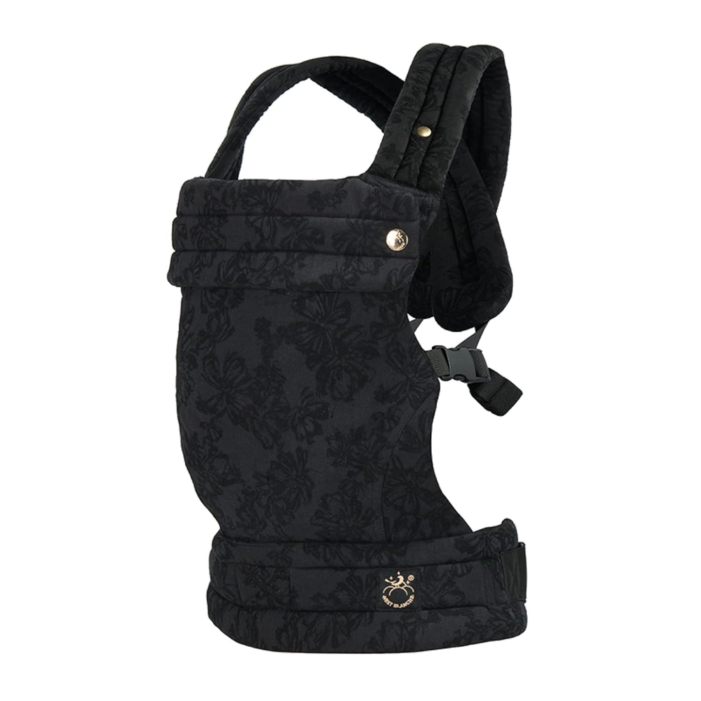 NEST BLANCHE Baby Carrier – Soft Cotton Linen Blend with Magnolia Jacquard Design, Adjustable and Ergonomic for Newborns and Toddlers (Ebony)