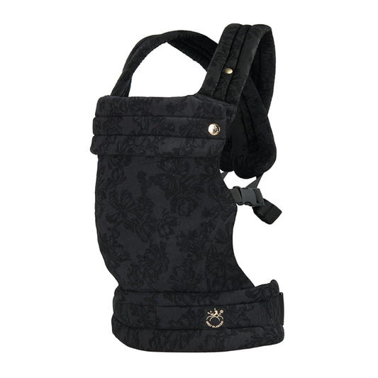 NEST BLANCHE Baby Carrier – Soft Cotton Linen Blend with Magnolia Jacquard Design, Adjustable and Ergonomic for Newborns and Toddlers (Ebony)
