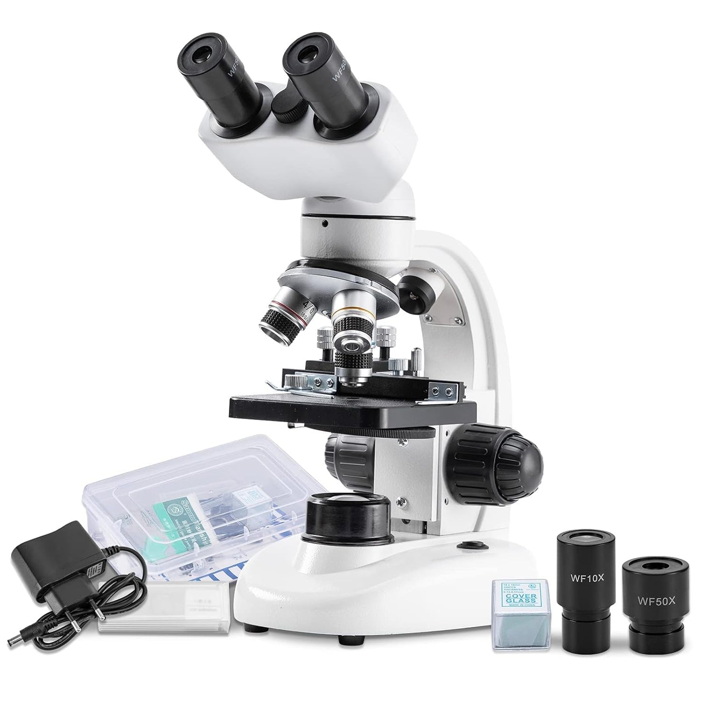 Compound Binocular Microscope,WF10x and WF25x Eyepieces,40X-2000X Magnification, LED Illumination Two-Layer Mechanical Stage,Microscope for Adults…