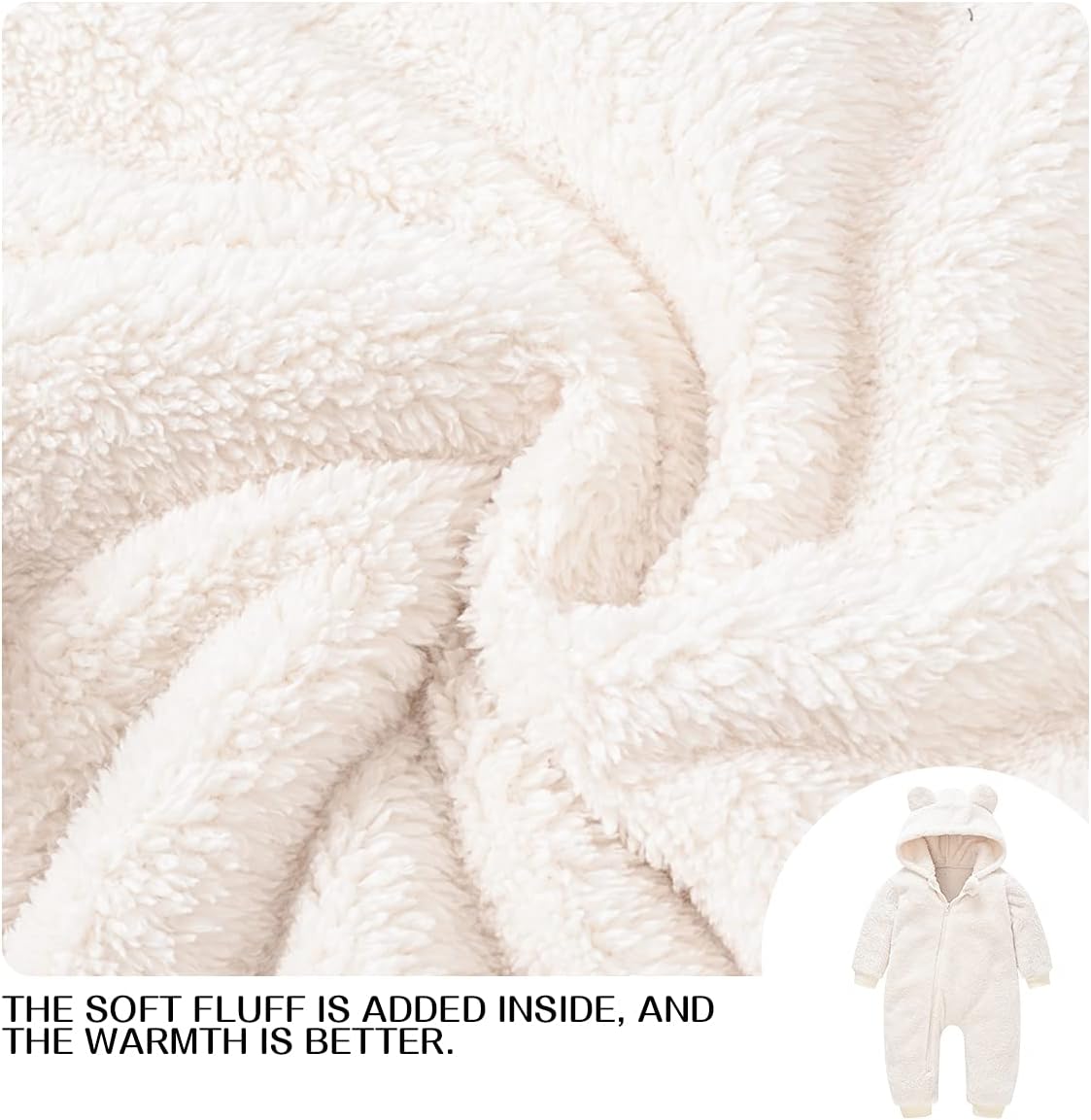 Baby Fleece Jumpsuits Infant Bear Ear Snowsuit Newborn Hooded Romper Warm Coat