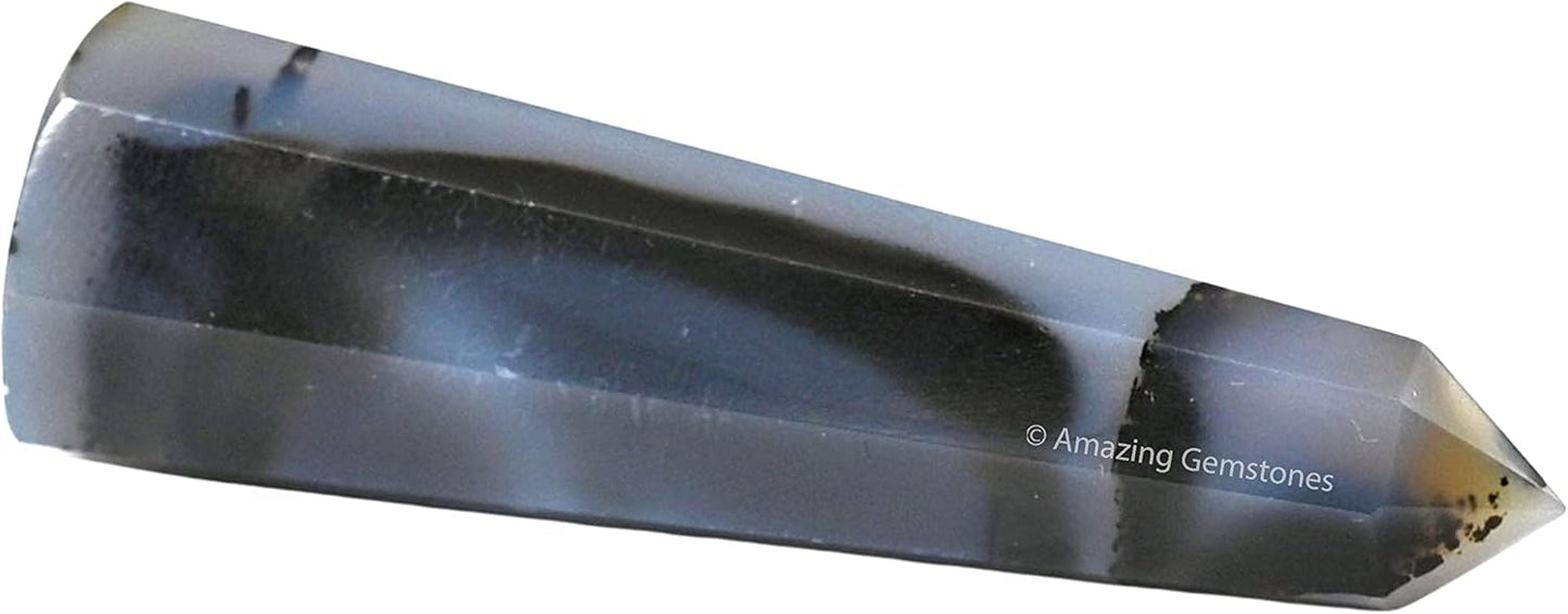 Amazing Gemstone Dendrite Agate Crystal Towers - Natural Healing Crystal Point Obelisk for Reiki Healing and Crystal Grid (3 Inch)
