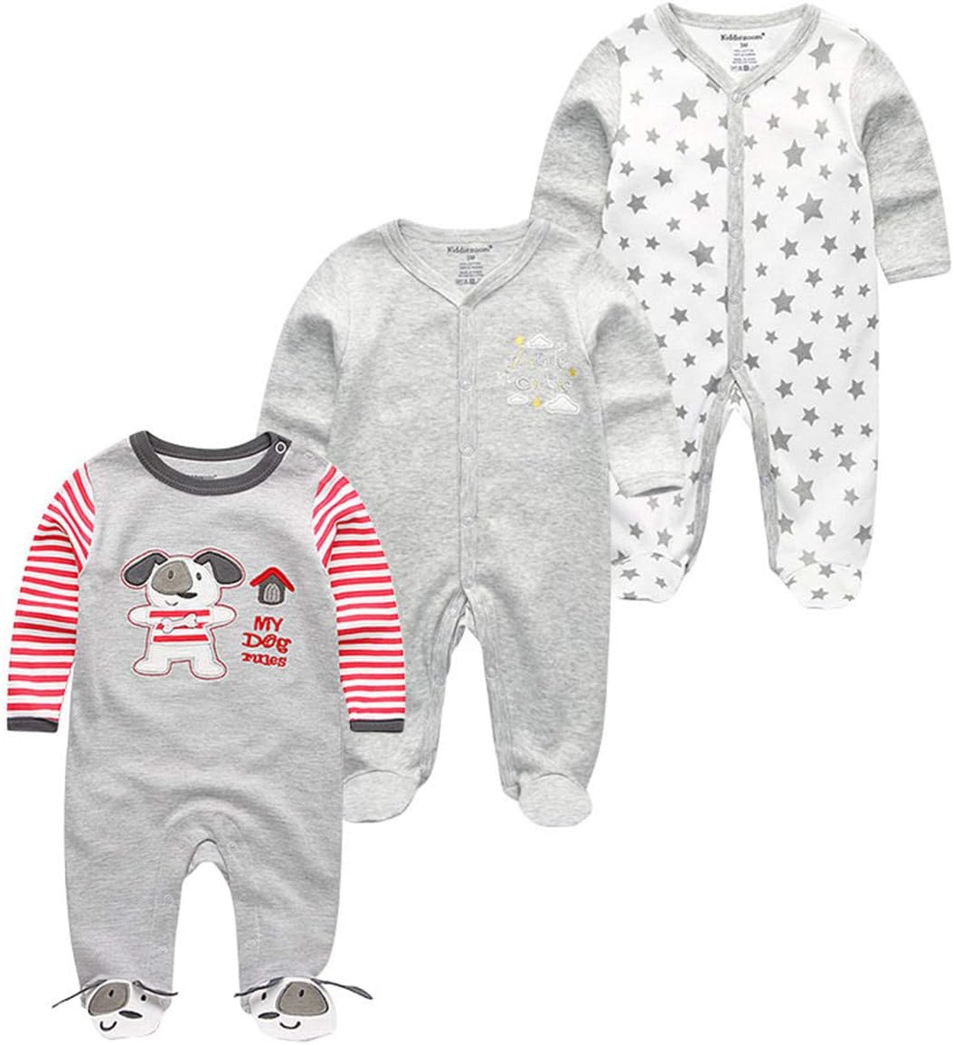Kiddiezoom Baby and Toddler Boys'Snug Fit Footed One-Piece Romper Jumpsuit Cotton Cotton Footed Outfit