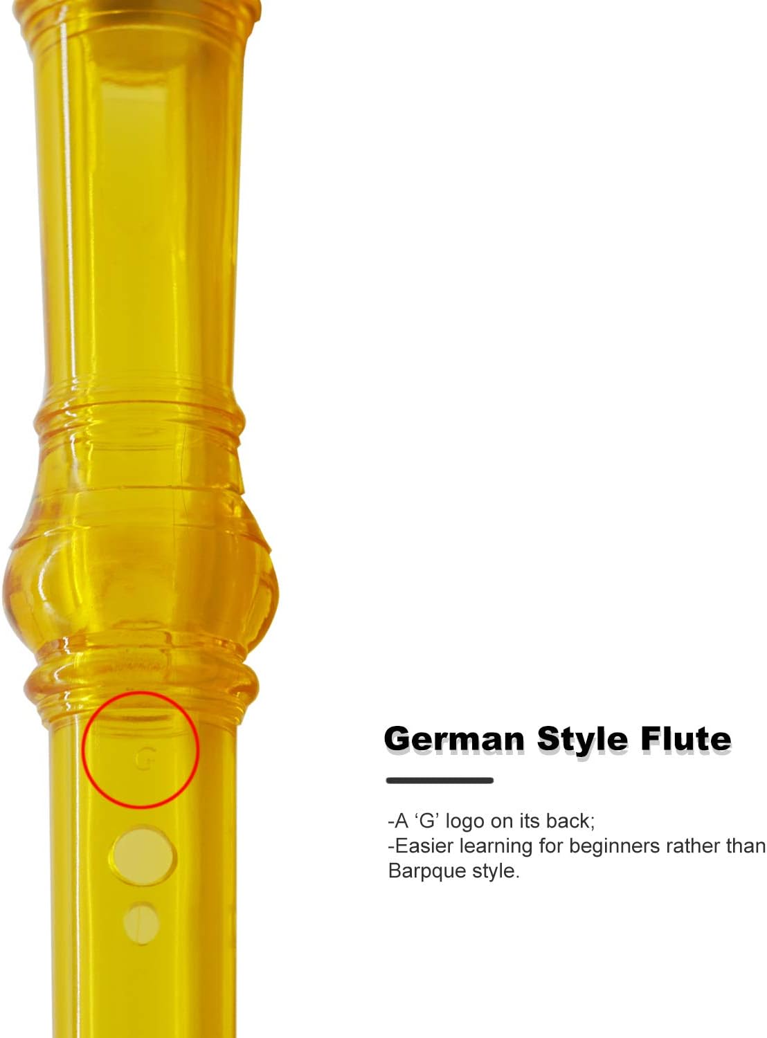 SJOYS ENGIEGEE 8-Hole Soprano Descant Recorder Kids Music Flute with Cleaning Rod & Case Bag For School Student Home Entertainment Transparent Orange