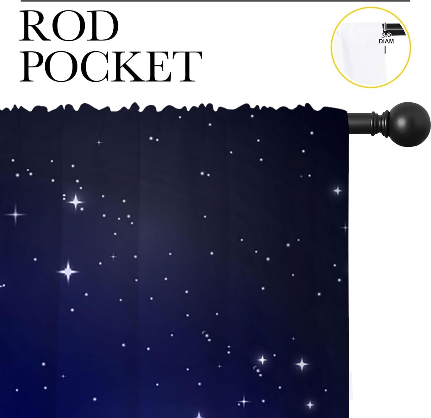 City Rod Pocket Blackout Curtains for Boy Girl Bedroom, New York Skyline Modern City Starry Sky Night View Home Energy Efficient Light Filtering Window Curtain for Living Room, 63x63 inch