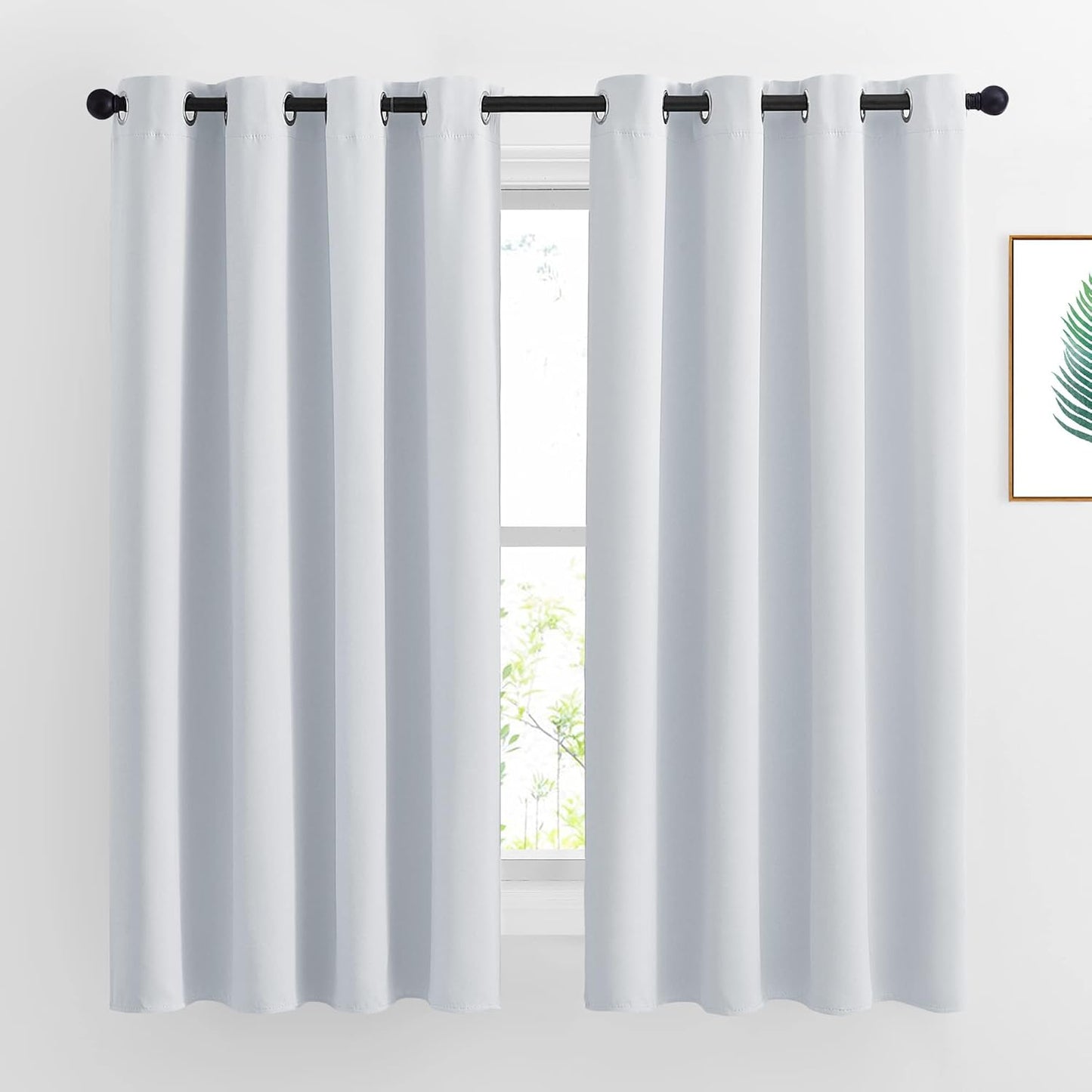 NICETOWN Greyish White Room Darkening Curtain Panels - Window Treatment Thermal Insulated Grommet Room Darkening Curtains/Drapes for Bedroom (2 Panels, 52 by 63, Greyish White)