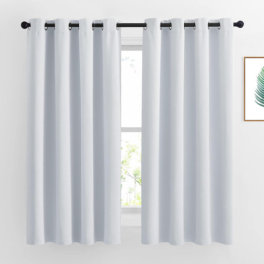NICETOWN Greyish White Room Darkening Curtain Panels - Window Treatment Thermal Insulated Grommet Room Darkening Curtains/Drapes for Bedroom (2 Panels, 52 by 63, Greyish White)