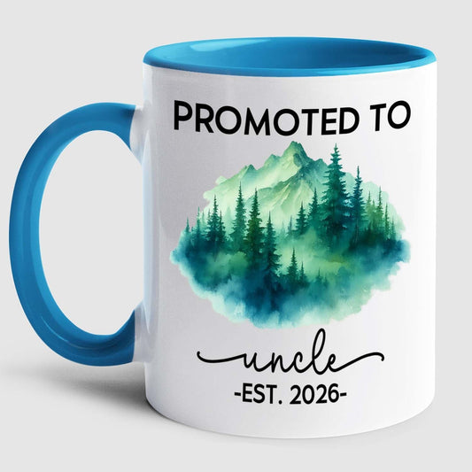 Promoted To Uncle Coffee Mug Gift For New Uncle EST 2026 Father's Day, Personalized Year Name Uncles White Teacup 11 15Oz, Customized Uncles Accent Mug Gift For Brother Family Pregnancy Announcement