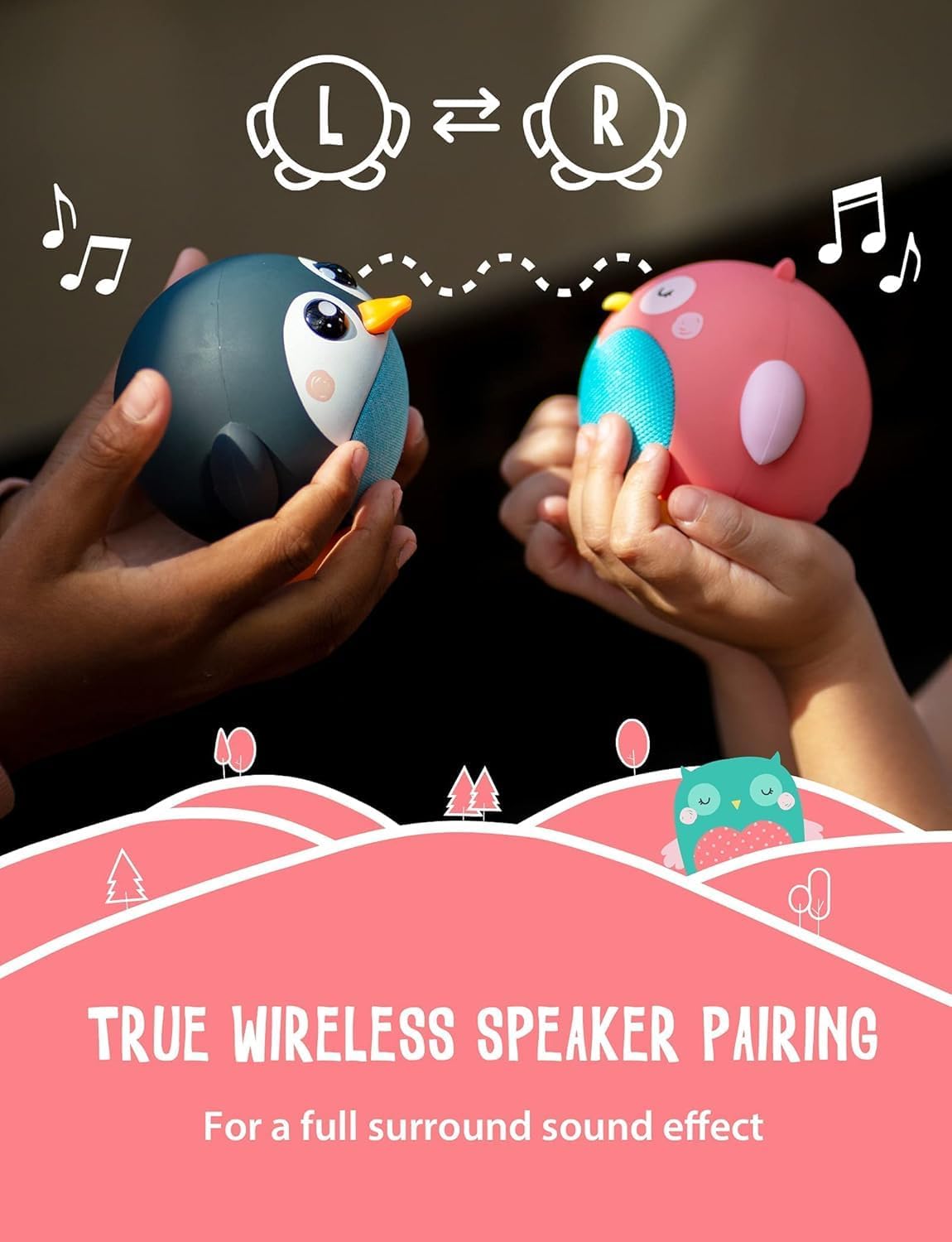 Planet Buddies Kids Bluetooth Speaker Boys and Girls with Microphone, Mini Bluetooth Speaker Portable Wireless, 60 Day Battery, for Home, Outdoor and Travel, Works with iPhone and Android – Olive Owl