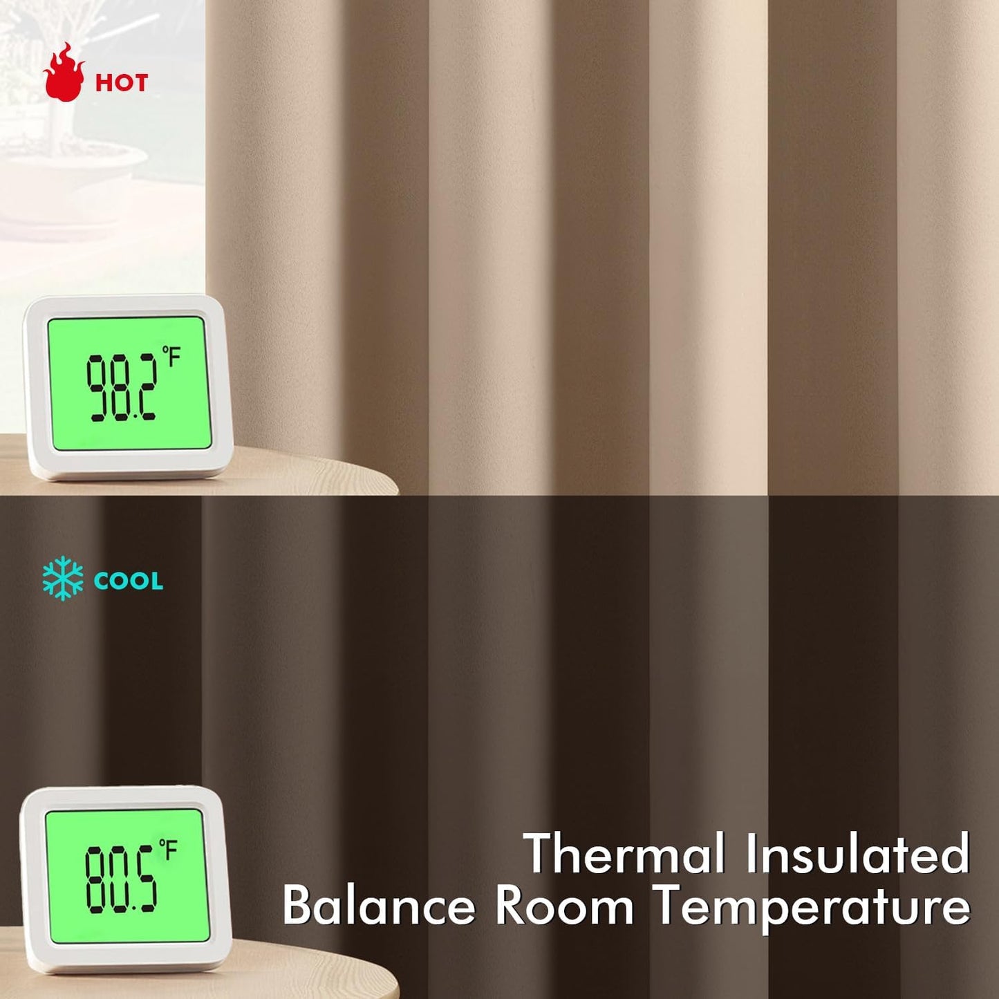 MIULEE Beige Blackout Curtains for Bedroom Living Room 63 Inches Long 2 Panels, Thermal Insulated Room Darkening Drapes Solid Grommet Top Noise Reduction Light Blocking Window Treatments 40x63 Inch