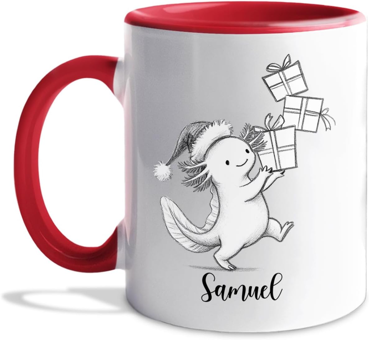 Personalized Axolotl Accent Mug Gift For Birthday Christmas, Axolotls White Coffee Cup 11 15 Oz, Custom Name Axolotl Animal Lover Coffee Mug Gift For Women Men Sister Brother, Cute Animal Travel Cup