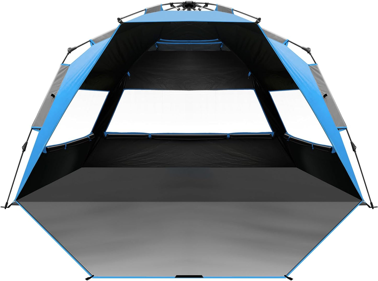 OutdoorMaster Beach Tent with Blackout Shelter Technology, Portable Beach Shade Sun Shelter Canopy for 4-6 Person with UPF 50+ UV Protection, Easy Setup Pop Up Tent Family Size