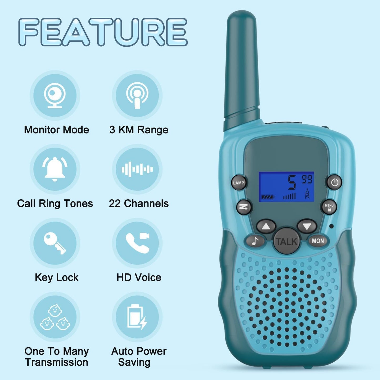 Selieve Walkie Talkies for Kids, Rechargeable Kids Toy for 3 4 5 6 7 8 Year Old Boys Girls, Walkie Talkies Long Range with 22 Channels for Outdoor Adventures, Camping, Hiking Navy Blue