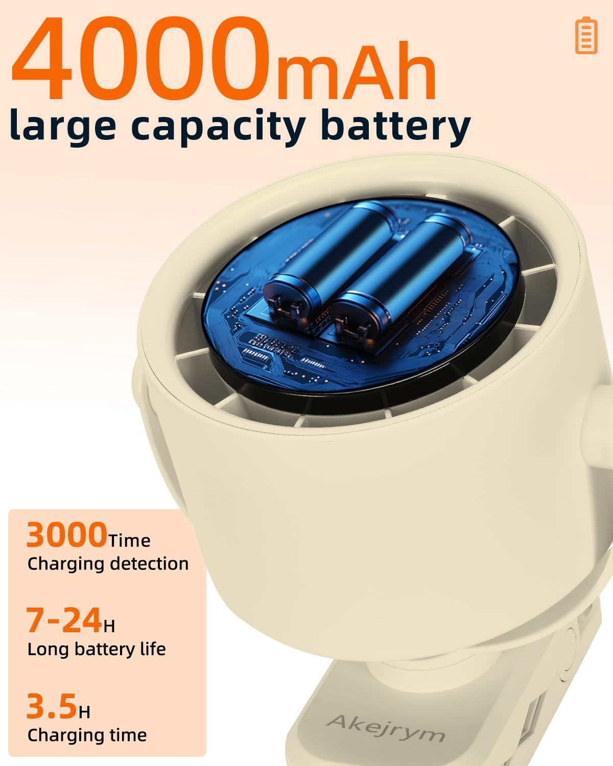 Clip on Fan for Bed, Portable Fan for Travel, Small Powerful 5 Speed Quiet 360° Rotate, Air Turbo Tech & Digital display, For Home Office Stroller Camping (Rice White)