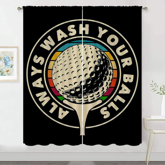 Golf Blackout Curtains for Boy Girl Room Darkening Decor,Sport Theme and White Motto Dark Background Bedroom Living Room Home Rod Pocket Thermal Insulated Window Curtain/Drapes Panel,42x63 Inch…
