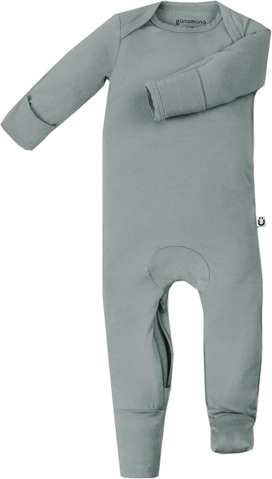 GUNAMUNA Unisex Baby Toddler Ultra-Soft Convertible Pajama, Footie or Romper Sleeper with Diaper Zipper, Newborn to 24 Months