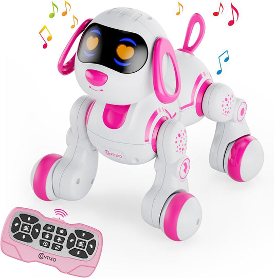 Contixo R3 Robot Dog Toy for Kids - Interactive Remote Control Smart Dancing Robotic Pet for Boys & Girls Ages 3-12 - Pink