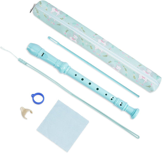 Recorder Instrument for Beginner Adults,8-Hole Soprano Descant Recorder Music Flute with Cleaning Rod & Case Bag For Home Entertainment(2-Green Unicorn2)