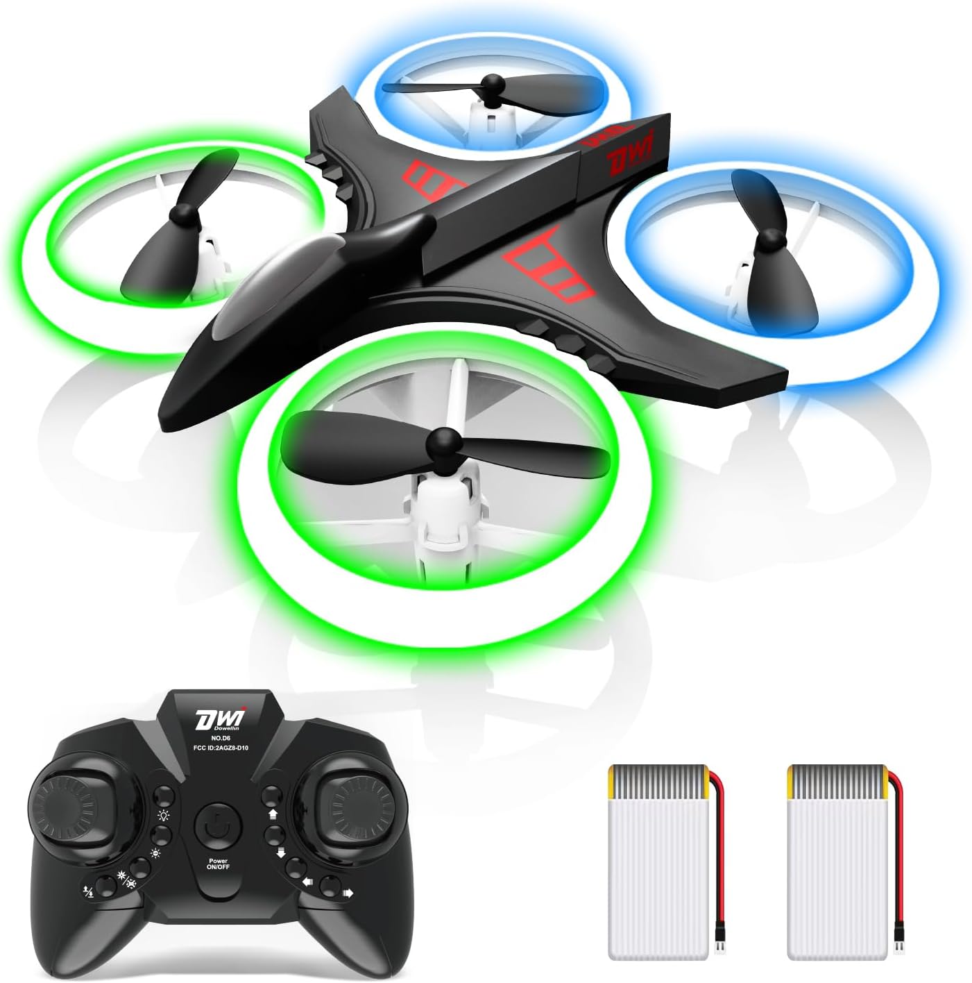Dwi Dowellin 4.9 Inch Mini Drone for Kids Crash Proof LED Lights One Key Take Off Landing Flips RC Remote Control Small Drones Toys for Beginners Boys and Girls Adults Nano Quadcopter,Black