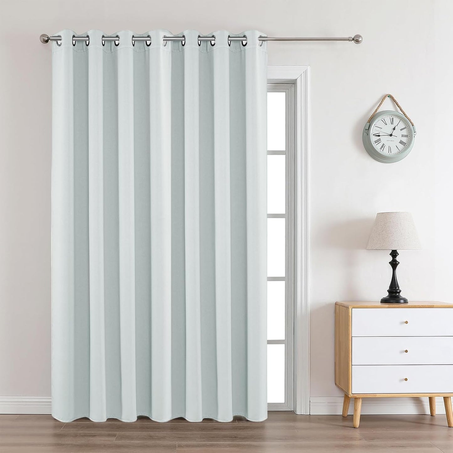 Joydeco White Curtains 95 Inches Long 1 Panel, Thermal Insulated Long Curtains& Drapes 1 Piece, Room Darkening Grommet Drapes for Living Room Bedroom Window (W70 x L95 Inch, Greyish White)