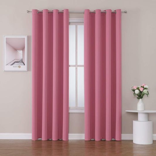 ChrisDowa Room Darkening Curtains 108 Inches Long 2 Panels Set for Living Room, Grommet Thermal Insulated Blackout Curtains for Bedroom (Pink, 52 x 108 Inch)