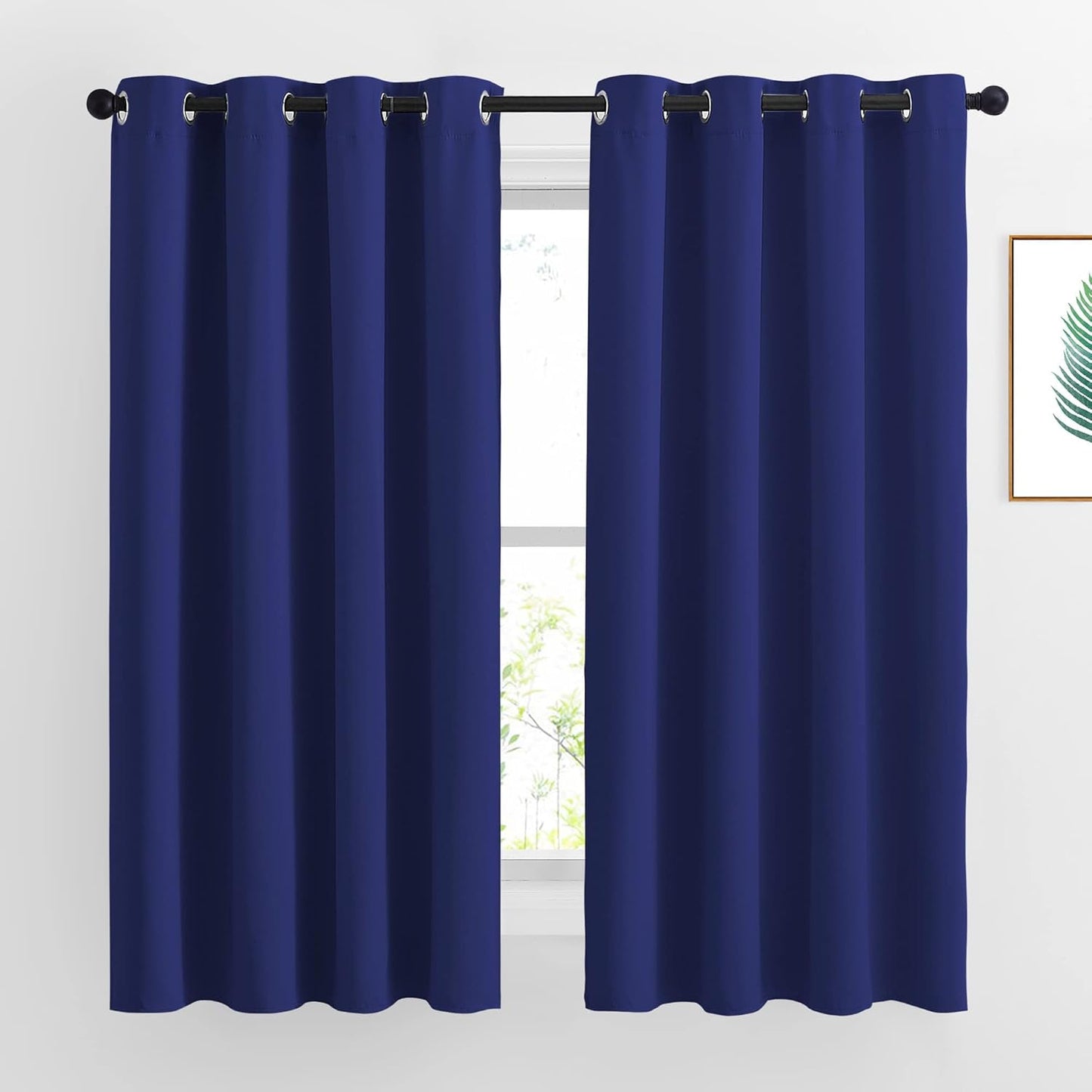 NICETOWN Blackout Window Curtains and Drapes - Thermal Insulated Solid Grommet Top Blackout Panels/Draperies for Kid's Room (Navy Blue, 1 Pair, 52 x 63 Inch)