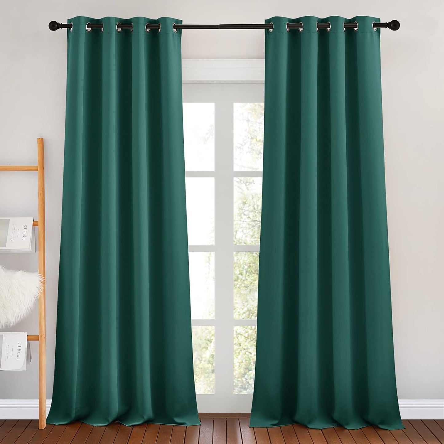 NICETOWN Blackout Curtains for Bedroom - Thermal Insulated Solid Grommet Room Darkening Curtains/Panels/Drape for Bedroom(Hunter Green, 2 Panels, 46 x 90Inch)