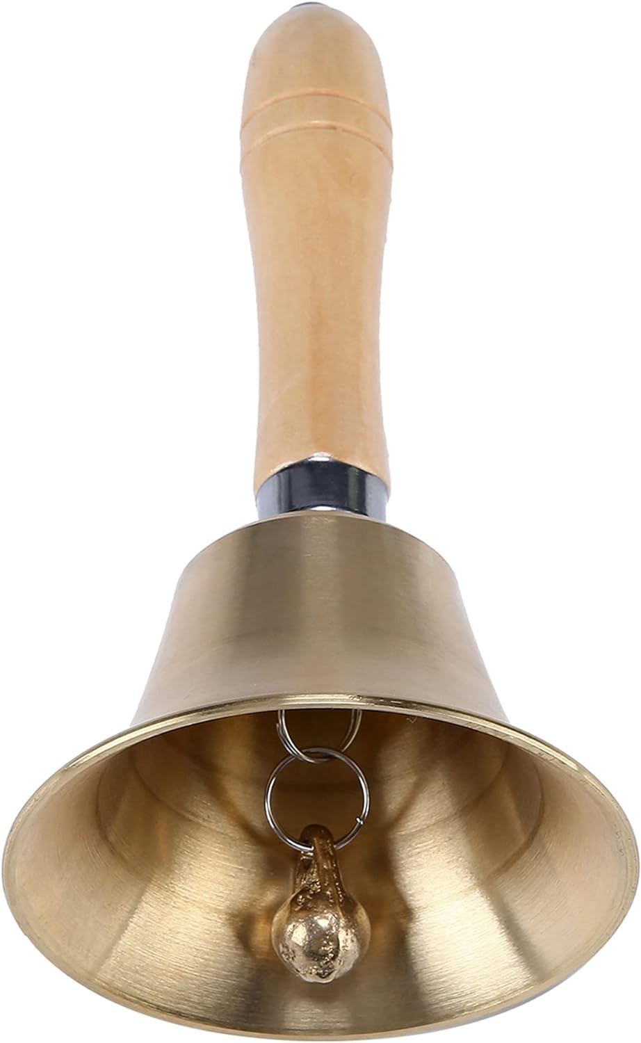 Extra Loud Solid Brass Hand Call Bell with Wooden Handle