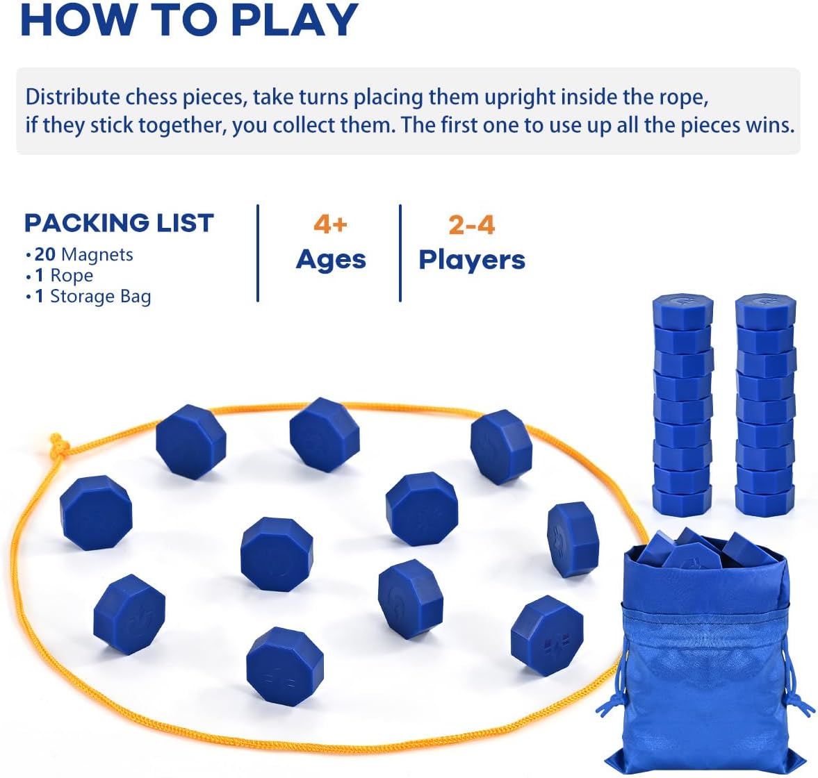 Magnet Game with String, Magnetic Chess Game for Family & Party & Travel & Camping - Puzzle Strategy Games, 2 Player Games for Kids & Adults