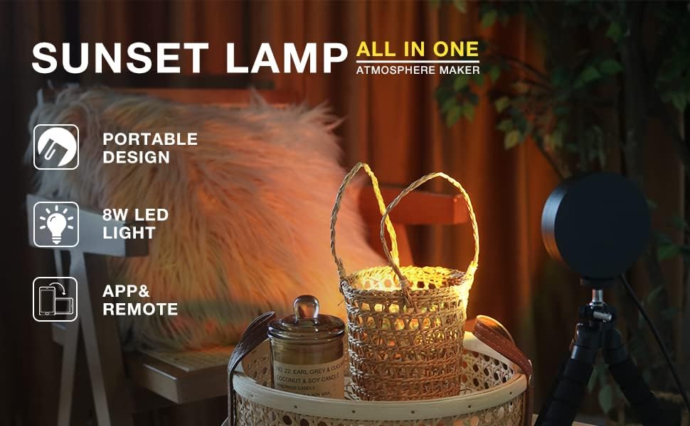 Sunset Lamp Projector Led Lights for Bedroom Night Light RGB Lights Sun Sunlight Sunrise Lamp 10w 360° Rotation Mood Lighting Home/Room Decor Christmas Gifts for Women,Triangle Multicolor