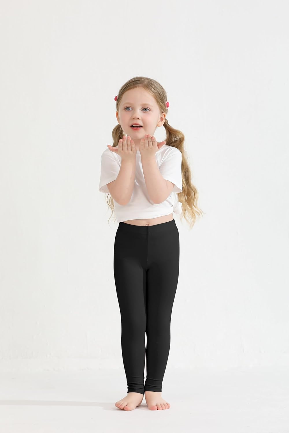 Resinta 4 Packs Toddler and Baby Girls Cotton Leggings Full Length Pants Stretchy Soft Tights Pants for Kids