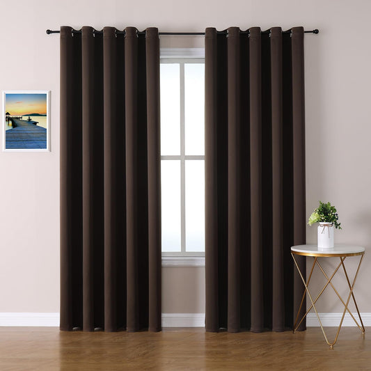 ChrisDowa Brownout Curtains 70 inches Wide for Bedroom - 2 Panels Set Extra Wide Grommet Thermal Insulated Room Darkening Curtains for Living Room (Brown, 70 x 84 Inch)