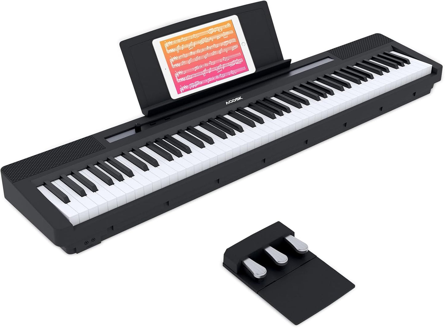AODSK 88 Key Weighted Action Digital Piano,Grade Hammer Action Keyboard for Beginner Adults Beginner Digital Piano Black (Three-pedal)