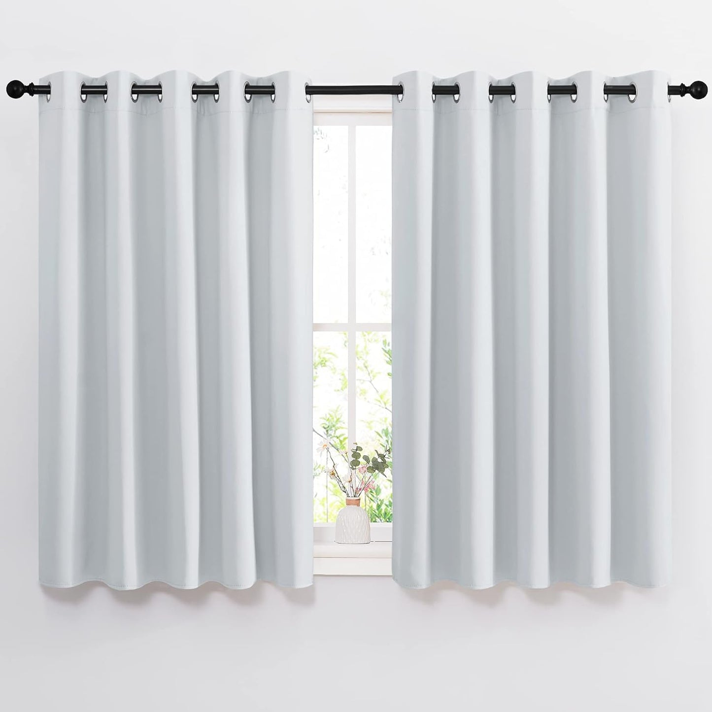 NICETOWN Greyish White Room Darkening Curtains - Window Treatment Thermal Insulated Grommet Room Darkening Curtains/Drapes for Bedroom (2 Panels, 66 by 54, Greyish White)