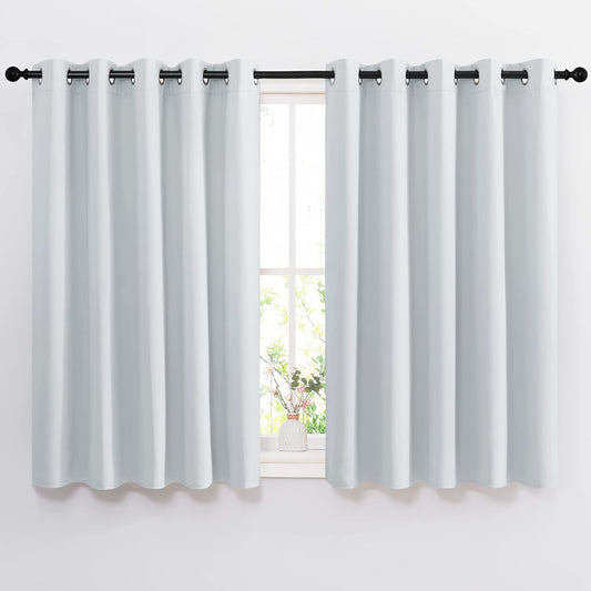 NICETOWN Greyish White Room Darkening Curtains - Window Treatment Thermal Insulated Grommet Room Darkening Curtains/Drapes for Bedroom (2 Panels, 66 by 54, Greyish White)