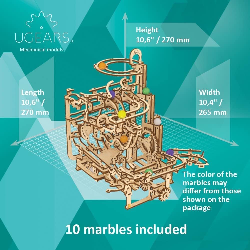 UGEARS 3D Wooden Puzzles for Adults - Wooden Marble Run Tiered Hoist Model Kit - Advanced Wooden 3D Puzzle Model Building Kits - DIY Marble Race as Hobbies for Men and Women Adult Crafts - 315 Pcs
